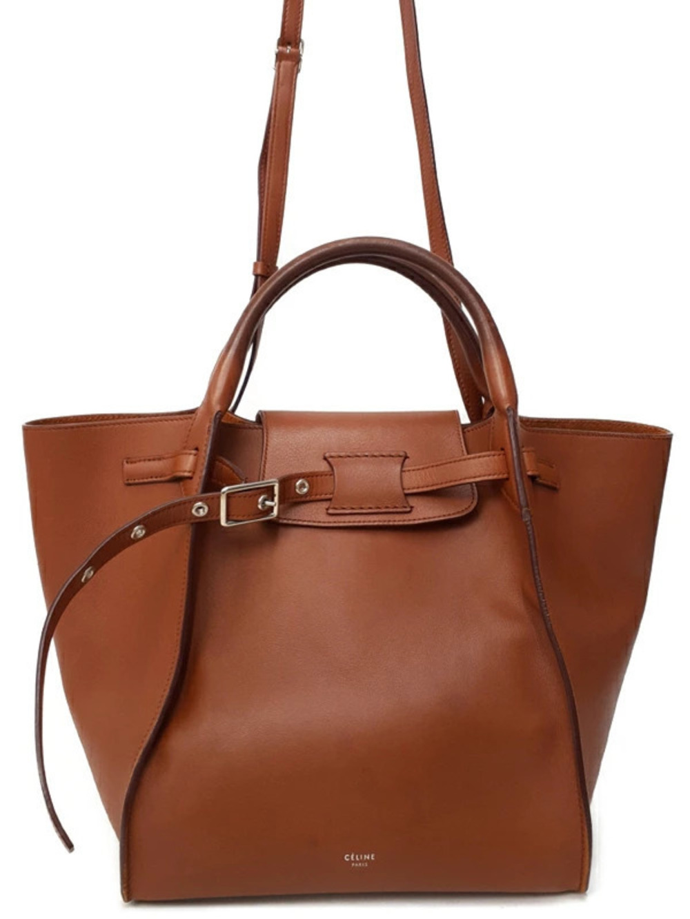 Celine Big Bag smooth tan cognac Brown calfskin Phoebe Philo dual top